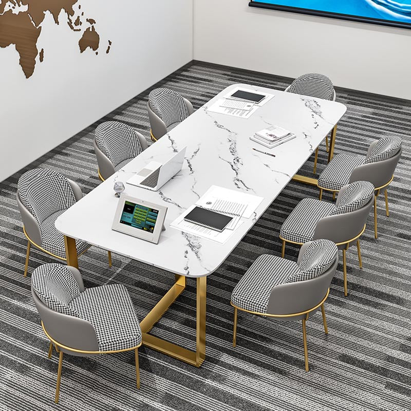 Scrivatta rettangolare della scrivania per ufficio in pietra industriale con base metallica