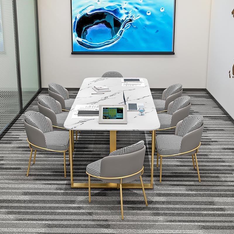 Scrivatta rettangolare della scrivania per ufficio in pietra industriale con base metallica