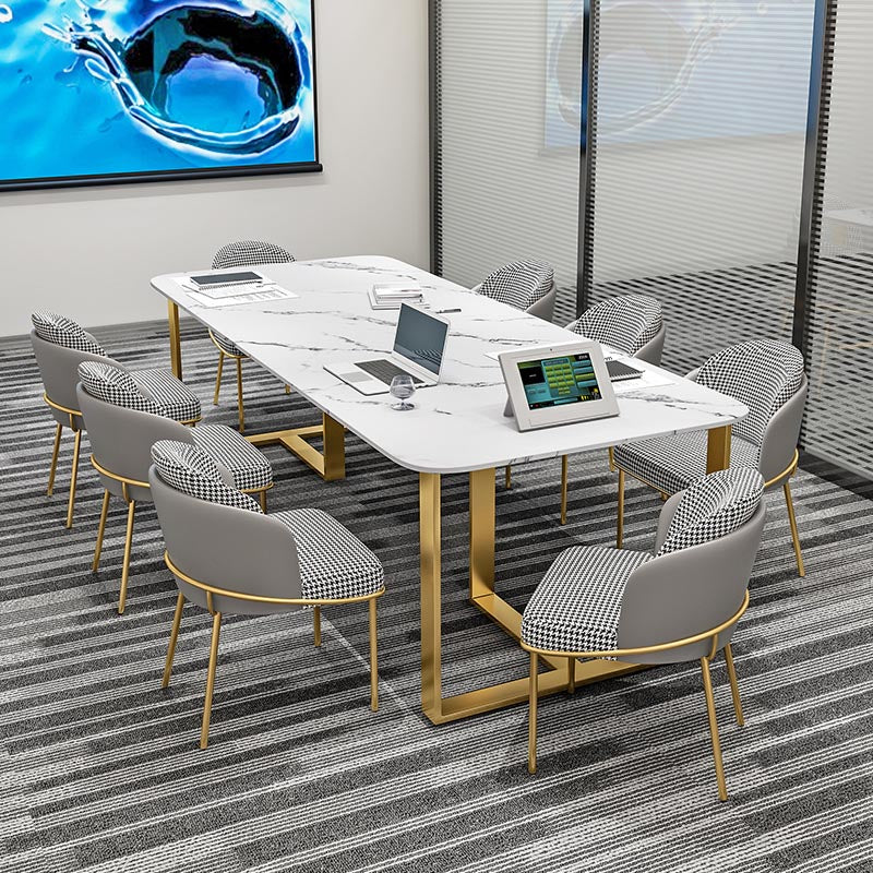 Scrivatta rettangolare della scrivania per ufficio in pietra industriale con base metallica