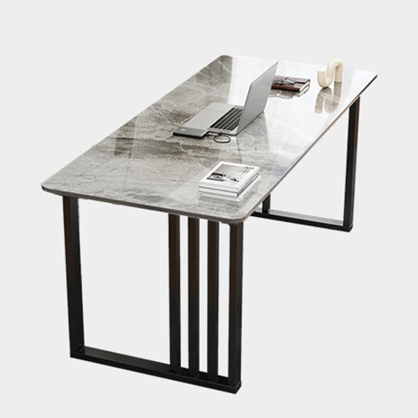 Scrivania rettangolare moderna per ufficio in pietra con base metallica