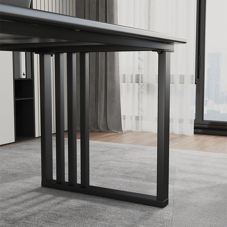 Scrivania rettangolare moderna per ufficio in pietra con base metallica