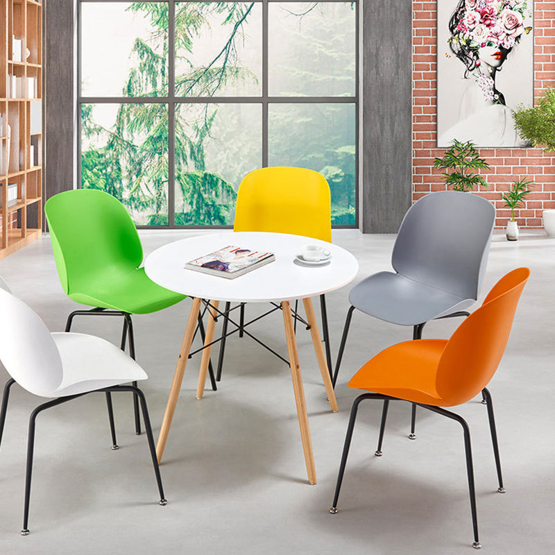 Armloze stalen basisconferentie stoel plastic rug en stoelstoel