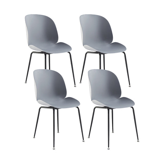 Armless Steel Base Conference Chair Plastic Back and Seat Chair Black Gray 4 Piece Set