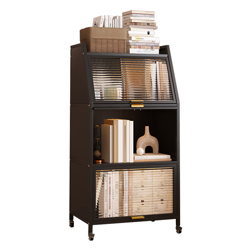 13.78"W Bookshelf Contemporary Style Bookcase for Home Study Room with Casters 15.7"L x 13.8"W x 46.1"H Black Clearhalo 'Bookcases' 'furn' 'furn_bookcases' 'Furniture' 'Office Furniture' 5271761