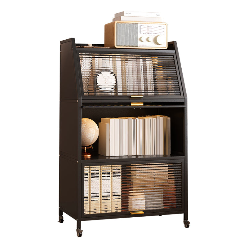 13.78"W Bookshelf Contemporary Style Bookcase for Home Study Room with Casters 25"L x 14"W x 46"H Black Clearhalo 'Bookcases' 'furn' 'furn_bookcases' 'Furniture' 'Office Furniture' 5271764