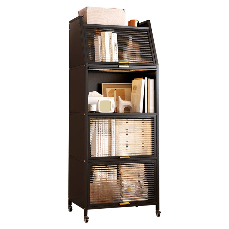 13.78"W Bookshelf Contemporary Style Bookcase for Home Study Room with Casters 16"L x 14"W x 59"H Black Clearhalo 'Bookcases' 'furn' 'furn_bookcases' 'Furniture' 'Office Furniture' 5271765