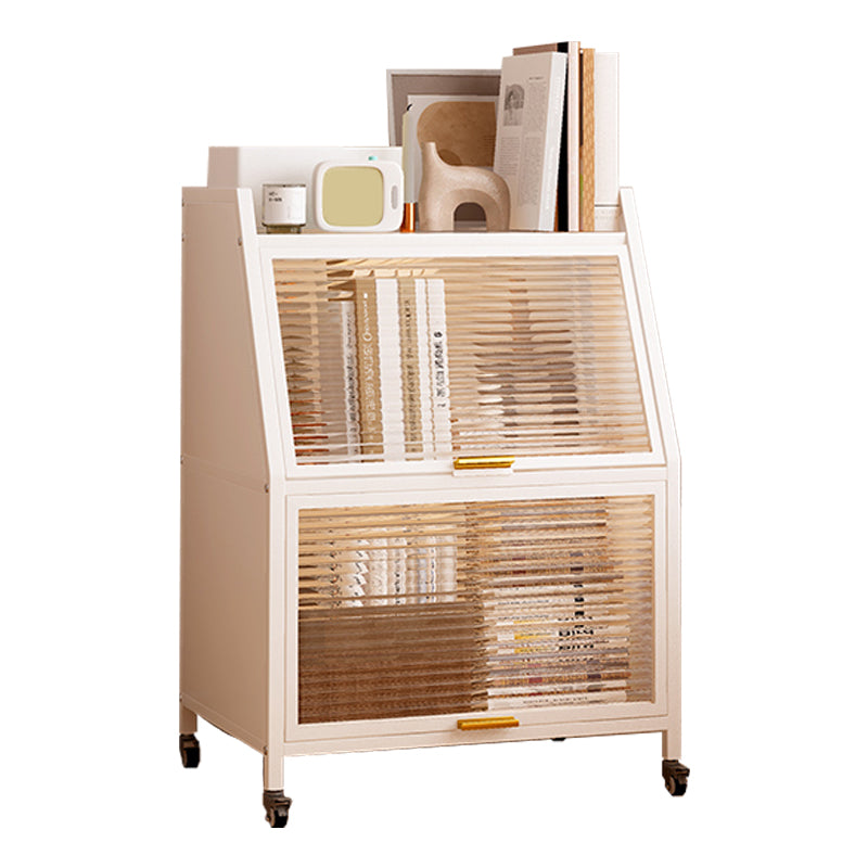 13.78"W Bookshelf Contemporary Style Bookcase for Home Study Room with Casters 15.7"L x 13.8"W x 33.1"H White Clearhalo 'Bookcases' 'furn' 'furn_bookcases' 'Furniture' 'Office Furniture' 5271767