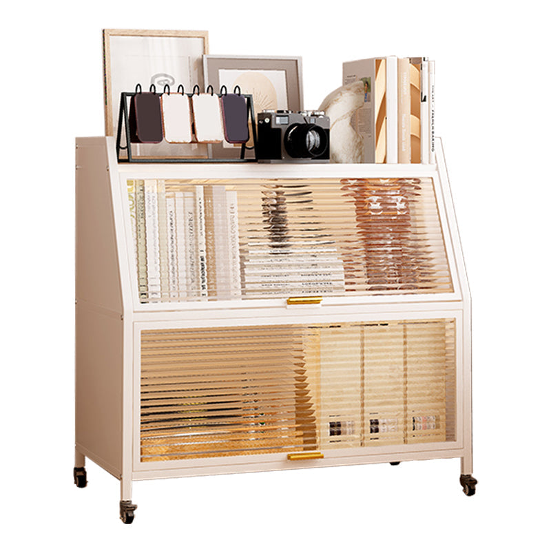 13.78"W Bookshelf Contemporary Style Bookcase for Home Study Room with Casters 31.5"L x 13.8"W x 33.1"H White Clearhalo 'Bookcases' 'furn' 'furn_bookcases' 'Furniture' 'Office Furniture' 5271772