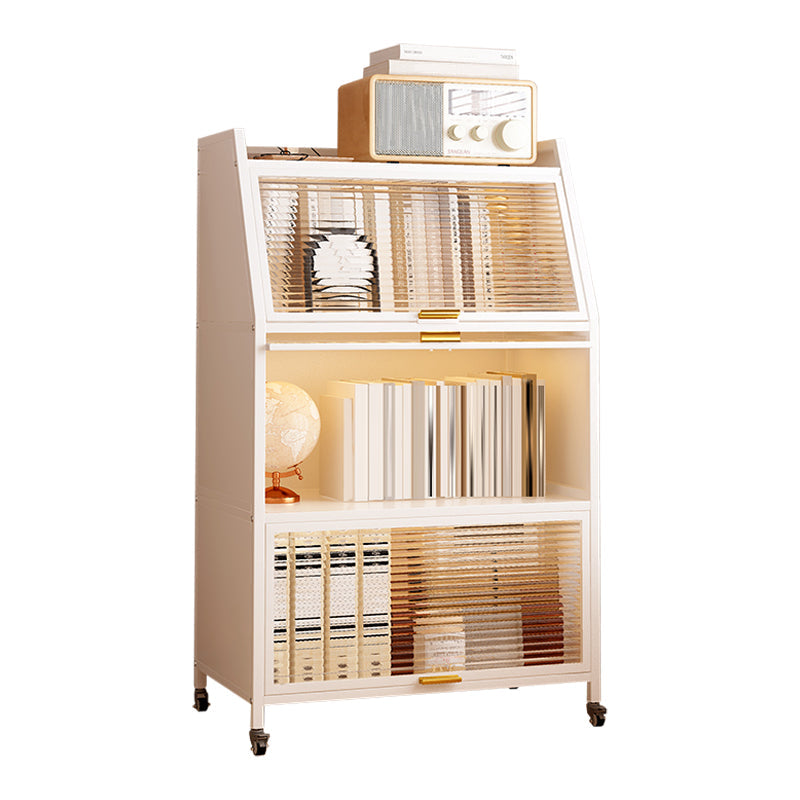 13.78"W Bookshelf Contemporary Style Bookcase for Home Study Room with Casters 25"L x 14"W x 46"H White Clearhalo 'Bookcases' 'furn' 'furn_bookcases' 'Furniture' 'Office Furniture' 5271774