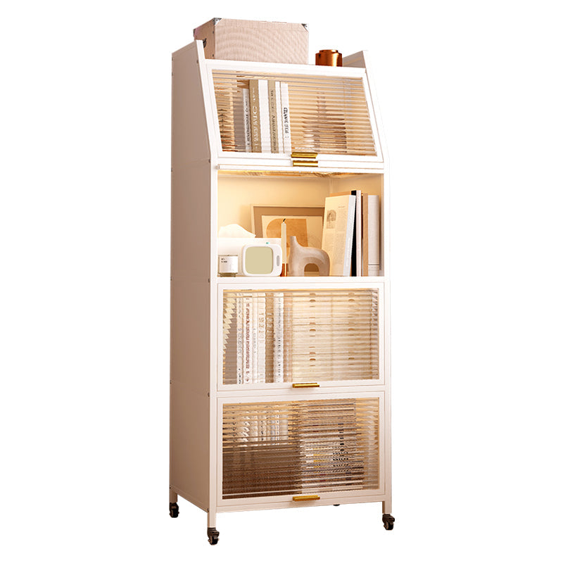 13.78"W Bookshelf Contemporary Style Bookcase for Home Study Room with Casters 16"L x 14"W x 59"H White Clearhalo 'Bookcases' 'furn' 'furn_bookcases' 'Furniture' 'Office Furniture' 5271775