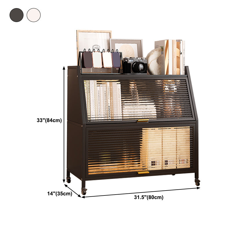 13.78"W Bookshelf Contemporary Style Bookcase for Home Study Room with Casters Clearhalo 'Bookcases' 'furn' 'furn_bookcases' 'Furniture' 'Office Furniture' 5271778