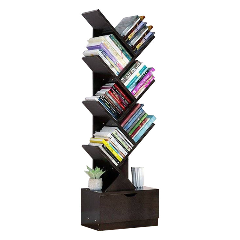 8.46"W Bookshelf Scandinavian Style Bookcase for Home Study Room with 1 Drawer