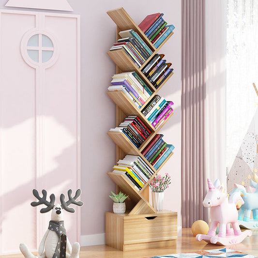 8.46"W Bookshelf Scandinavian Style Bookcase for Home Study Room with 1 Drawer