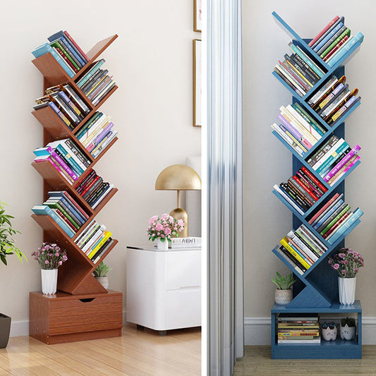 8.46"W Bookshelf Scandinavian Style Bookcase for Home Study Room with 1 Drawer