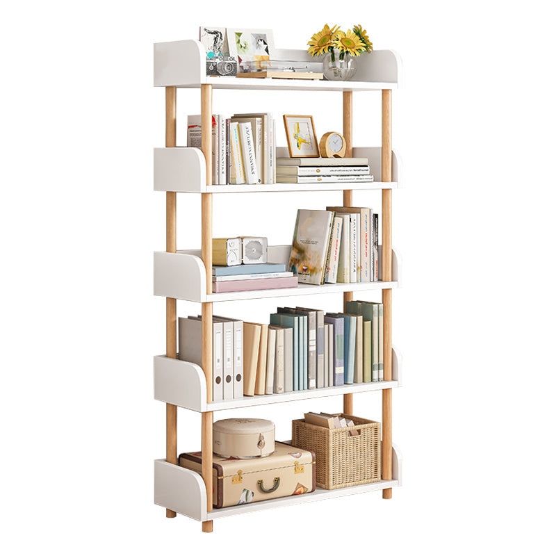 Scandinavian Bookshelf Engineered Wood Shelf Bookcase for Office 23.6"L x 10.6"W x 55.5"H Natural Wood White Clearhalo 'Bookcases' 'furn' 'furn_bookcases' 'Furniture' 'Office Furniture' 5272068
