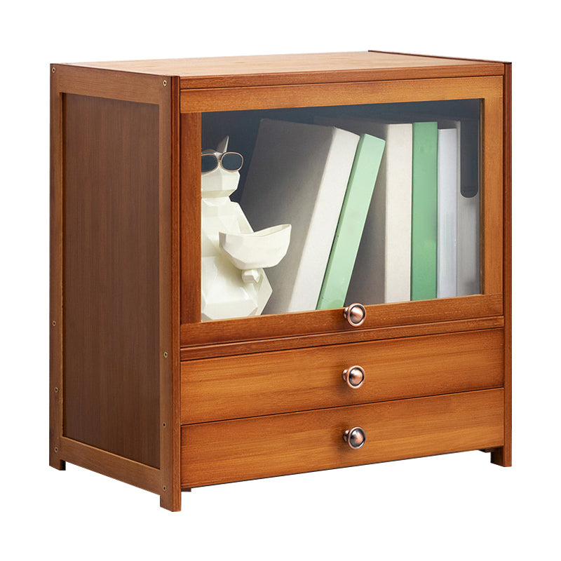 Brown Shelf Bookcase with Doors Standard Bookcase for Office