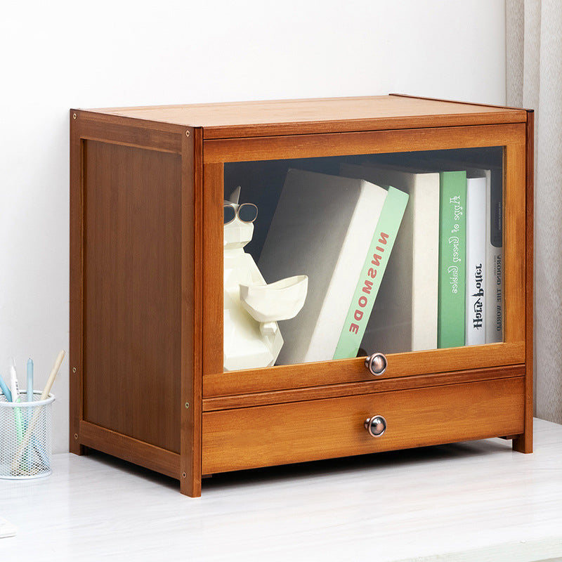 Brown Shelf Bookcase with Doors Standard Bookcase for Office