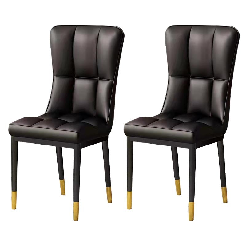 Glam Chair Parsons Chair Leather Dining Furniture in Matte Finish Black 2 Piece Set Clearhalo 'Dining Chairs' 'Dining Tables & Seating' 'dining_chair' 'furn' 'furn_dining_chair' 'Furniture' 'Kitchen & Dining Furniture' 5272272