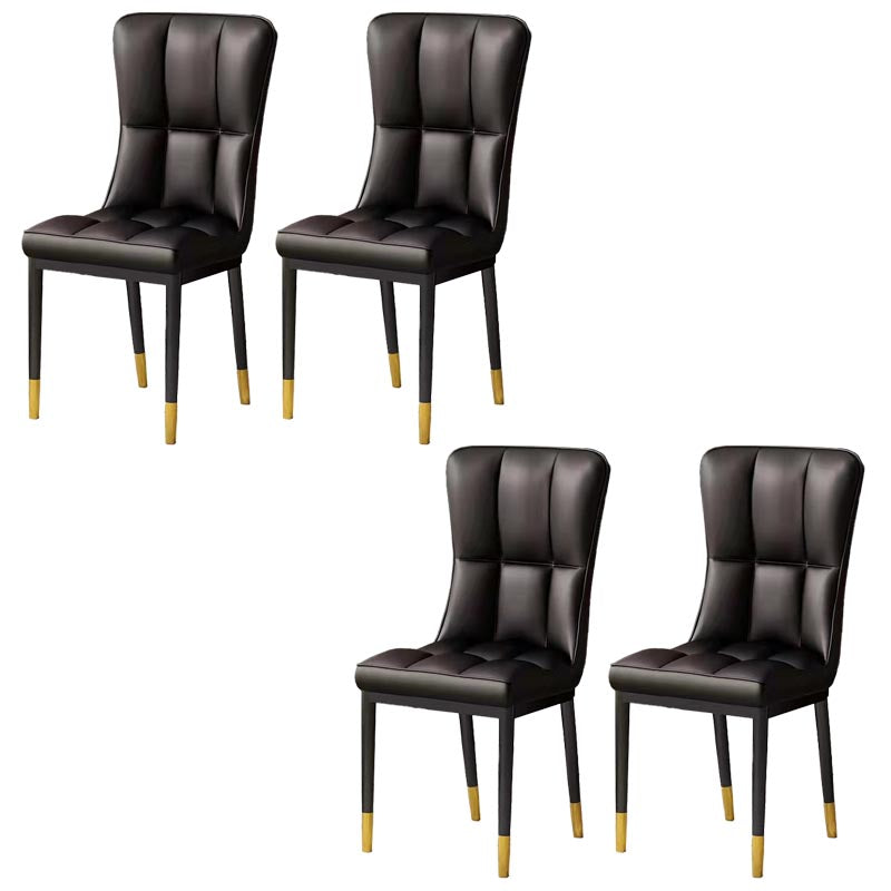 Glam Chair Parsons Chair Leather Dining Furniture in Matte Finish Black 4 Piece Set Clearhalo 'Dining Chairs' 'Dining Tables & Seating' 'dining_chair' 'furn' 'furn_dining_chair' 'Furniture' 'Kitchen & Dining Furniture' 5272273