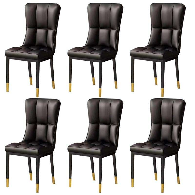 Glam Chair Parsons Chair Leather Dining Furniture in Matte Finish Black 6 Piece Set Clearhalo 'Dining Chairs' 'Dining Tables & Seating' 'dining_chair' 'furn' 'furn_dining_chair' 'Furniture' 'Kitchen & Dining Furniture' 5272275
