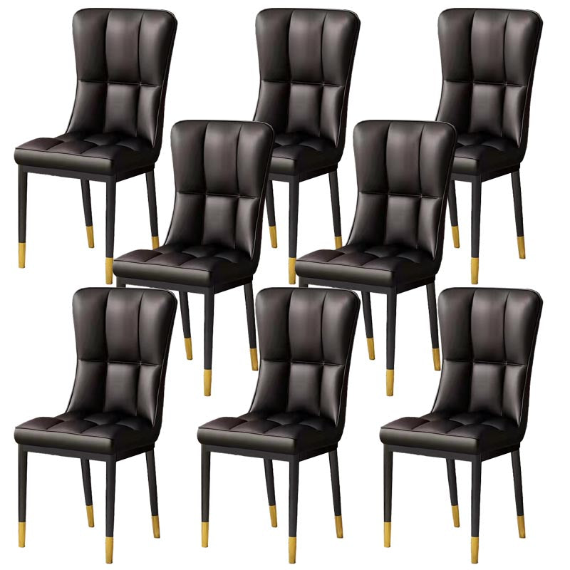 Glam Chair Parsons Chair Leather Dining Furniture in Matte Finish Black 8 Piece Set Clearhalo 'Dining Chairs' 'Dining Tables & Seating' 'dining_chair' 'furn' 'furn_dining_chair' 'Furniture' 'Kitchen & Dining Furniture' 5272278