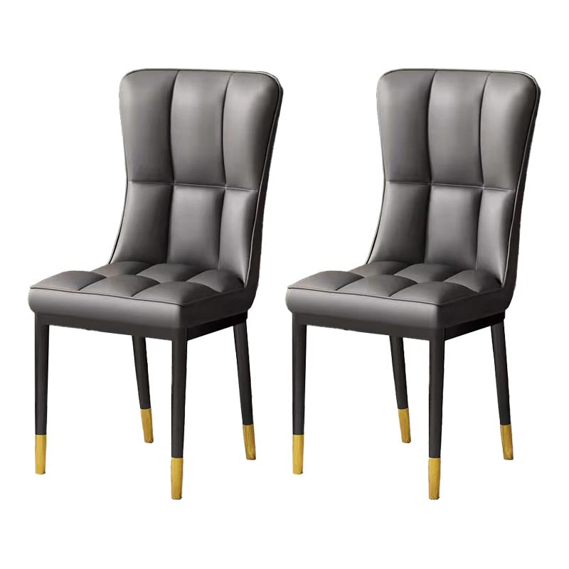 Glam Chair Parsons Chair Leather Dining Furniture in Matte Finish Grey 2 Piece Set Clearhalo 'Dining Chairs' 'Dining Tables & Seating' 'dining_chair' 'furn' 'furn_dining_chair' 'Furniture' 'Kitchen & Dining Furniture' 5272280