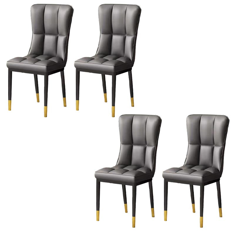 Glam Chair Parsons Chair Leather Dining Furniture in Matte Finish Grey 4 Piece Set Clearhalo 'Dining Chairs' 'Dining Tables & Seating' 'dining_chair' 'furn' 'furn_dining_chair' 'Furniture' 'Kitchen & Dining Furniture' 5272282
