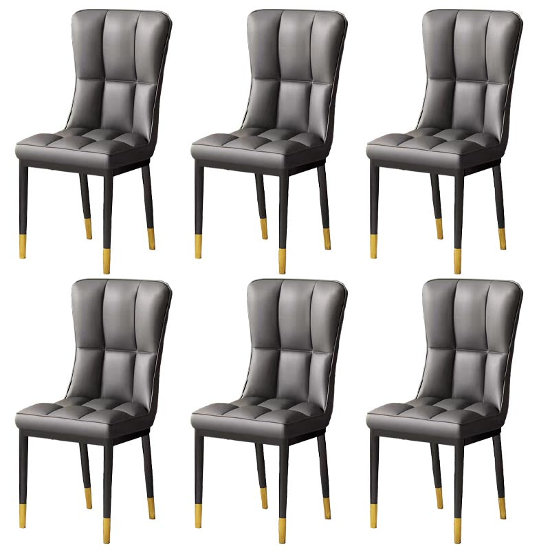 Glam Chair Parsons Chair Leather Dining Furniture in Matte Finish Grey 6 Piece Set Clearhalo 'Dining Chairs' 'Dining Tables & Seating' 'dining_chair' 'furn' 'furn_dining_chair' 'Furniture' 'Kitchen & Dining Furniture' 5272284