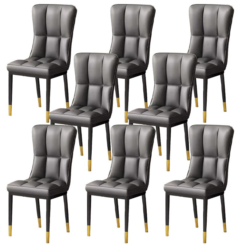 Glam Chair Parsons Chair Leather Dining Furniture in Matte Finish Grey 8 Piece Set Clearhalo 'Dining Chairs' 'Dining Tables & Seating' 'dining_chair' 'furn' 'furn_dining_chair' 'Furniture' 'Kitchen & Dining Furniture' 5272286