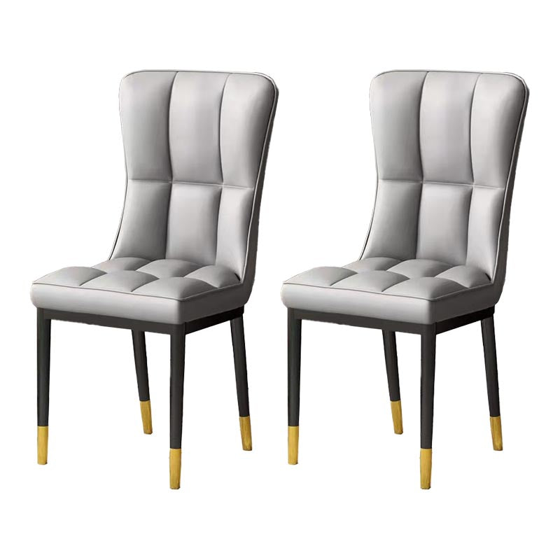 Glam Chair Parsons Chair Leather Dining Furniture in Matte Finish Light Gray 2 Piece Set Clearhalo 'Dining Chairs' 'Dining Tables & Seating' 'dining_chair' 'furn' 'furn_dining_chair' 'Furniture' 'Kitchen & Dining Furniture' 5272287