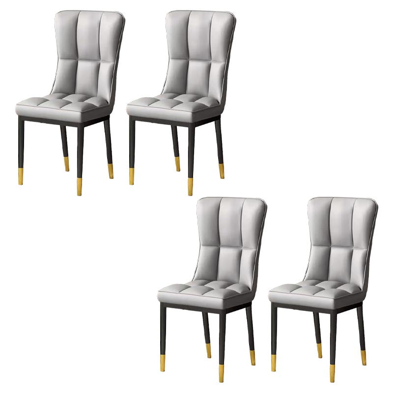 Glam Chair Parsons Chair Leather Dining Furniture in Matte Finish Light Gray 4 Piece Set Clearhalo 'Dining Chairs' 'Dining Tables & Seating' 'dining_chair' 'furn' 'furn_dining_chair' 'Furniture' 'Kitchen & Dining Furniture' 5272290