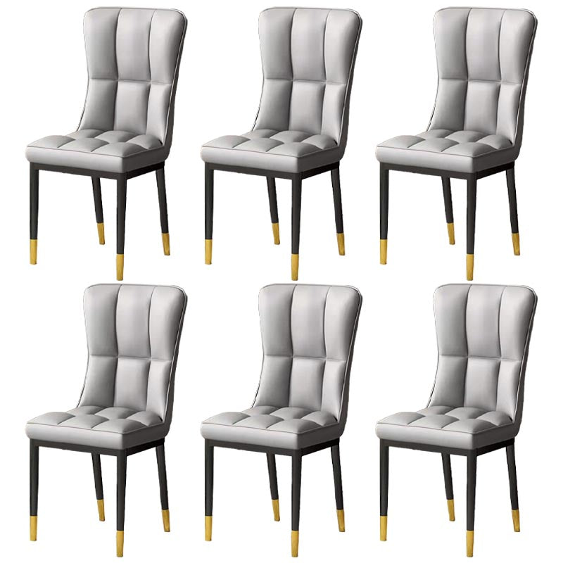 Glam Chair Parsons Chair Leather Dining Furniture in Matte Finish Light Gray 6 Piece Set Clearhalo 'Dining Chairs' 'Dining Tables & Seating' 'dining_chair' 'furn' 'furn_dining_chair' 'Furniture' 'Kitchen & Dining Furniture' 5272292