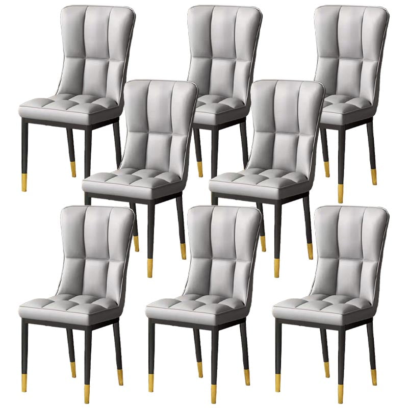 Glam Chair Parsons Chair Leather Dining Furniture in Matte Finish Light Gray 8 Piece Set Clearhalo 'Dining Chairs' 'Dining Tables & Seating' 'dining_chair' 'furn' 'furn_dining_chair' 'Furniture' 'Kitchen & Dining Furniture' 5272293