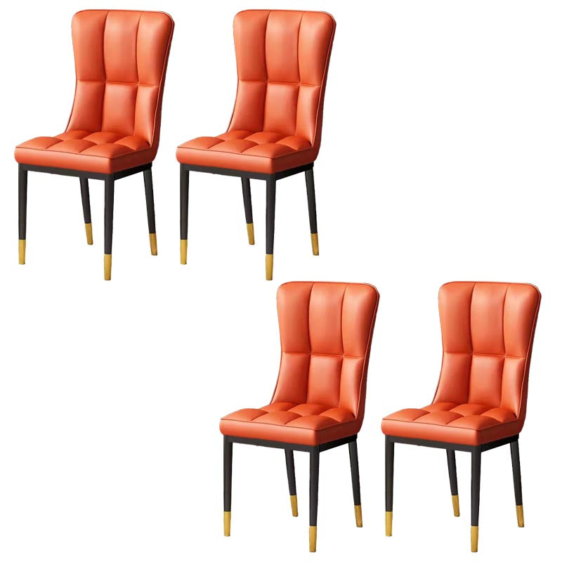 Glam Chair Parsons Chair Leather Dining Furniture in Matte Finish Orange 4 Piece Set Clearhalo 'Dining Chairs' 'Dining Tables & Seating' 'dining_chair' 'furn' 'furn_dining_chair' 'Furniture' 'Kitchen & Dining Furniture' 5272297