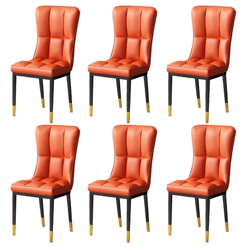 Glam Chair Parsons Chair Leather Dining Furniture in Matte Finish Orange 6 Piece Set Clearhalo 'Dining Chairs' 'Dining Tables & Seating' 'dining_chair' 'furn' 'furn_dining_chair' 'Furniture' 'Kitchen & Dining Furniture' 5272299