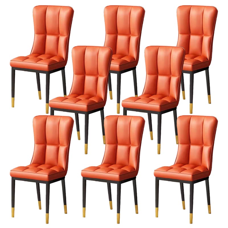 Glam Chair Parsons Chair Leather Dining Furniture in Matte Finish Orange 8 Piece Set Clearhalo 'Dining Chairs' 'Dining Tables & Seating' 'dining_chair' 'furn' 'furn_dining_chair' 'Furniture' 'Kitchen & Dining Furniture' 5272301