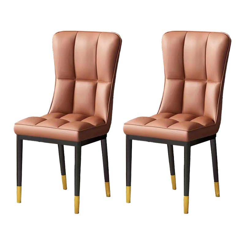 Glam Chair Parsons Chair Leather Dining Furniture in Matte Finish Brown 2 Piece Set Clearhalo 'Dining Chairs' 'Dining Tables & Seating' 'dining_chair' 'furn' 'furn_dining_chair' 'Furniture' 'Kitchen & Dining Furniture' 5272302