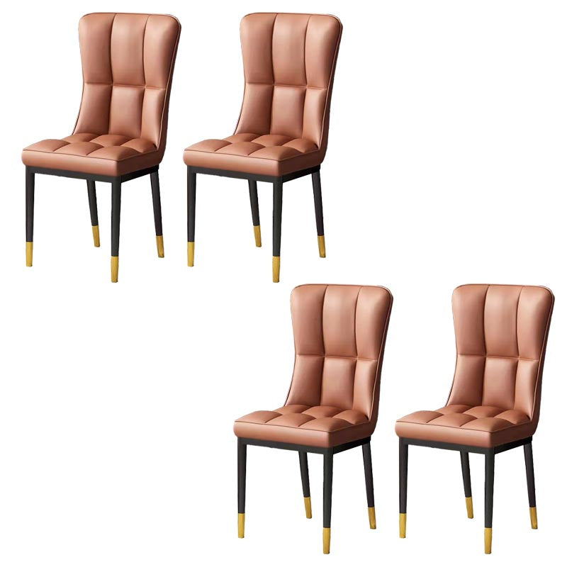 Glam Chair Parsons Chair Leather Dining Furniture in Matte Finish Brown 4 Piece Set Clearhalo 'Dining Chairs' 'Dining Tables & Seating' 'dining_chair' 'furn' 'furn_dining_chair' 'Furniture' 'Kitchen & Dining Furniture' 5272303
