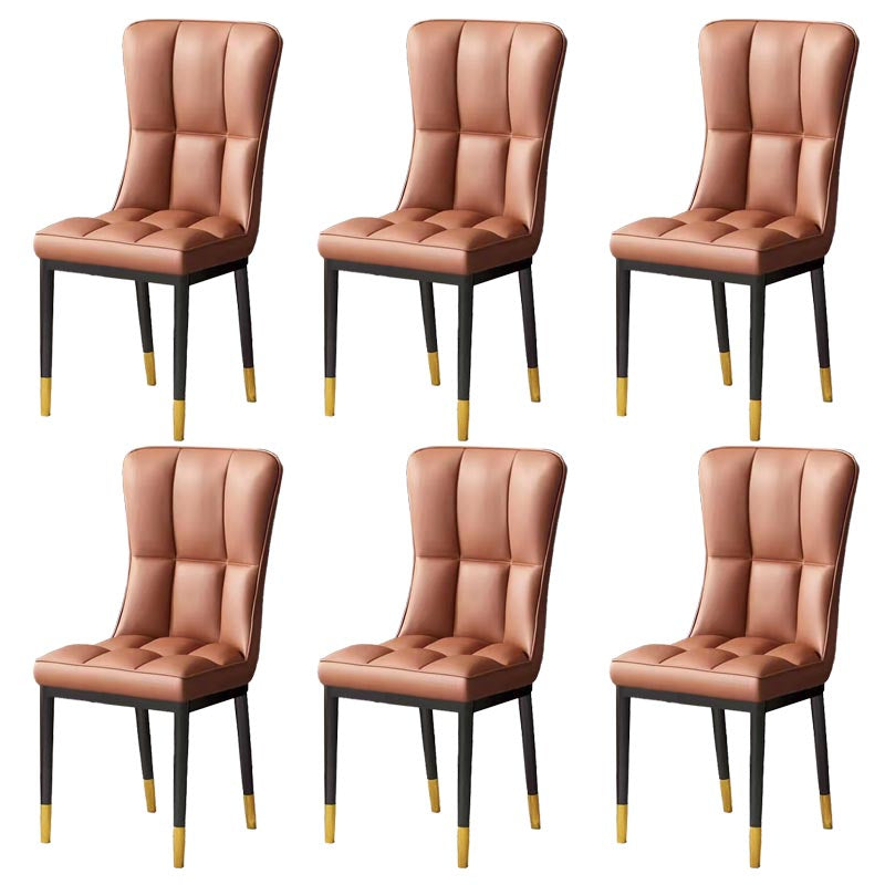 Glam Chair Parsons Chair Leather Dining Furniture in Matte Finish Brown 6 Piece Set Clearhalo 'Dining Chairs' 'Dining Tables & Seating' 'dining_chair' 'furn' 'furn_dining_chair' 'Furniture' 'Kitchen & Dining Furniture' 5272304