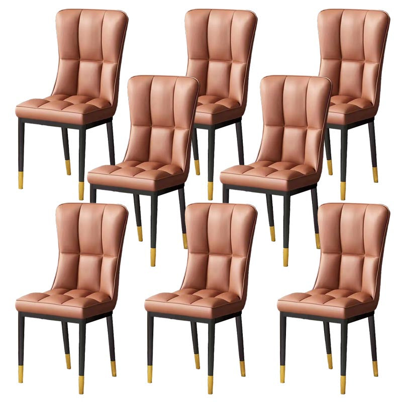 Glam Chair Parsons Chair Leather Dining Furniture in Matte Finish Brown 8 Piece Set Clearhalo 'Dining Chairs' 'Dining Tables & Seating' 'dining_chair' 'furn' 'furn_dining_chair' 'Furniture' 'Kitchen & Dining Furniture' 5272305