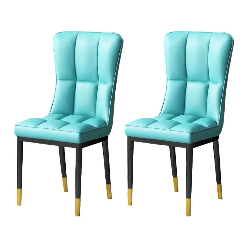 Glam Chair Parsons Chair Leather Dining Furniture in Matte Finish Light Blue 2 Piece Set Clearhalo 'Dining Chairs' 'Dining Tables & Seating' 'dining_chair' 'furn' 'furn_dining_chair' 'Furniture' 'Kitchen & Dining Furniture' 5272306