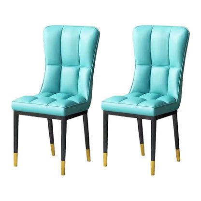 Glam Chair Parsons Chair Leather Dining Furniture in Matte Finish Light Blue 2 Piece Set Clearhalo 'Dining Chairs' 'Dining Tables & Seating' 'dining_chair' 'furn' 'furn_dining_chair' 'Furniture' 'Kitchen & Dining Furniture' 5272306