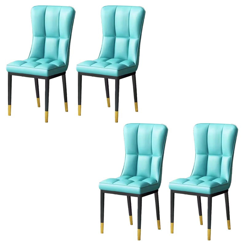 Glam Chair Parsons Chair Leather Dining Furniture in Matte Finish Light Blue 4 Piece Set Clearhalo 'Dining Chairs' 'Dining Tables & Seating' 'dining_chair' 'furn' 'furn_dining_chair' 'Furniture' 'Kitchen & Dining Furniture' 5272307