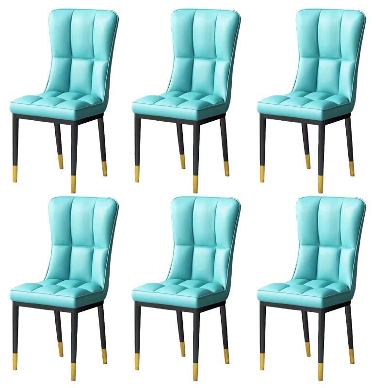 Glam Chair Parsons Chair Leather Dining Furniture in Matte Finish Light Blue 6 Piece Set Clearhalo 'Dining Chairs' 'Dining Tables & Seating' 'dining_chair' 'furn' 'furn_dining_chair' 'Furniture' 'Kitchen & Dining Furniture' 5272308