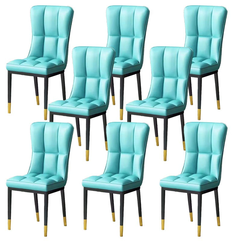 Glam Chair Parsons Chair Leather Dining Furniture in Matte Finish Light Blue 8 Piece Set Clearhalo 'Dining Chairs' 'Dining Tables & Seating' 'dining_chair' 'furn' 'furn_dining_chair' 'Furniture' 'Kitchen & Dining Furniture' 5272309