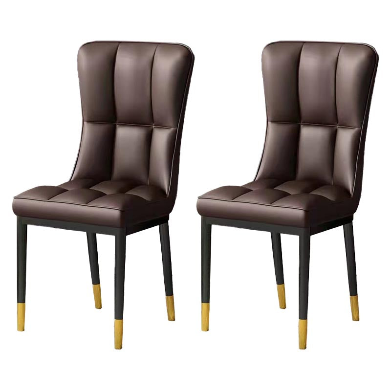 Glam Chair Parsons Chair Leather Dining Furniture in Matte Finish Dark Coffee 2 Piece Set Clearhalo 'Dining Chairs' 'Dining Tables & Seating' 'dining_chair' 'furn' 'furn_dining_chair' 'Furniture' 'Kitchen & Dining Furniture' 5272310