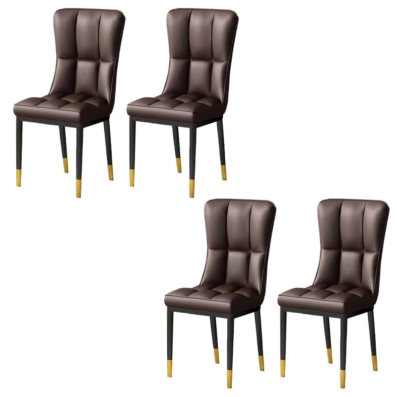 Glam Chair Parsons Chair Leather Dining Furniture in Matte Finish Dark Coffee 4 Piece Set Clearhalo 'Dining Chairs' 'Dining Tables & Seating' 'dining_chair' 'furn' 'furn_dining_chair' 'Furniture' 'Kitchen & Dining Furniture' 5272311