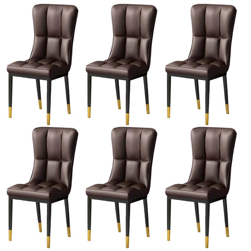 Glam Chair Parsons Chair Leather Dining Furniture in Matte Finish Dark Coffee 6 Piece Set Clearhalo 'Dining Chairs' 'Dining Tables & Seating' 'dining_chair' 'furn' 'furn_dining_chair' 'Furniture' 'Kitchen & Dining Furniture' 5272312