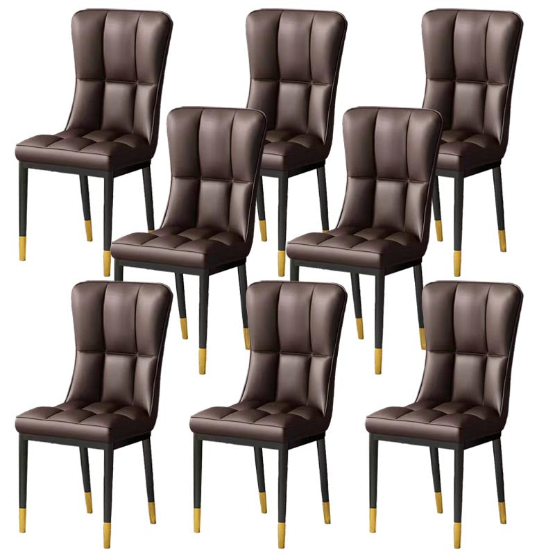 Glam Chair Parsons Chair Leather Dining Furniture in Matte Finish Dark Coffee 8 Piece Set Clearhalo 'Dining Chairs' 'Dining Tables & Seating' 'dining_chair' 'furn' 'furn_dining_chair' 'Furniture' 'Kitchen & Dining Furniture' 5272313