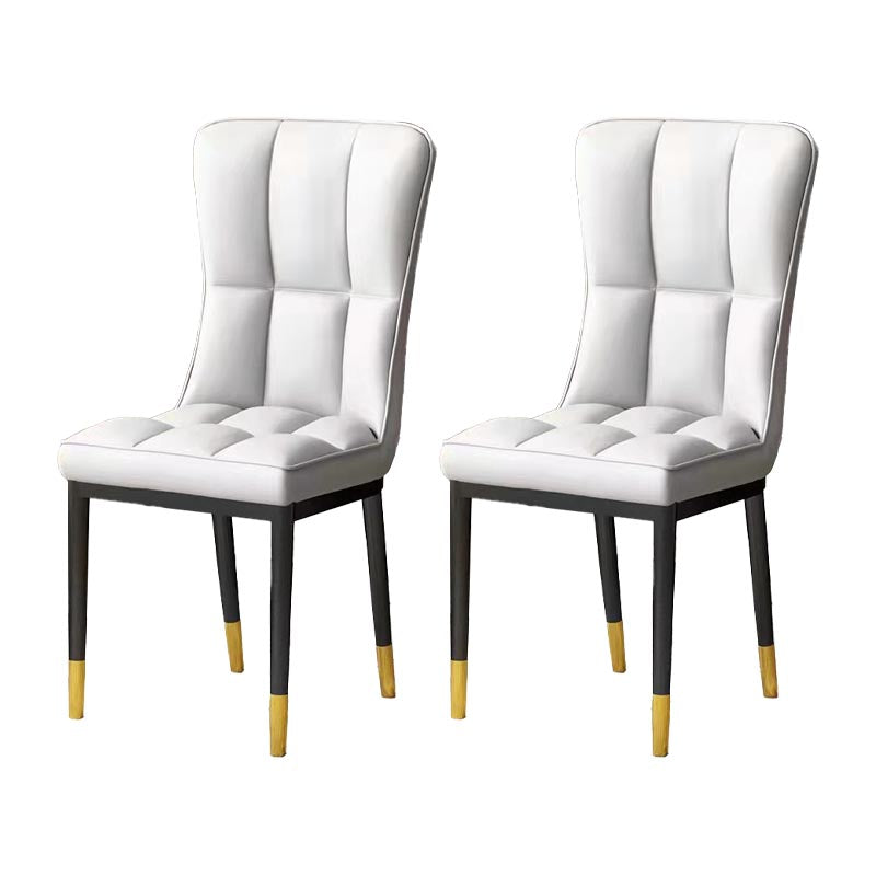 Glam Chair Parsons Chair Leather Dining Furniture in Matte Finish Off-White 2 Piece Set Clearhalo 'Dining Chairs' 'Dining Tables & Seating' 'dining_chair' 'furn' 'furn_dining_chair' 'Furniture' 'Kitchen & Dining Furniture' 5272314